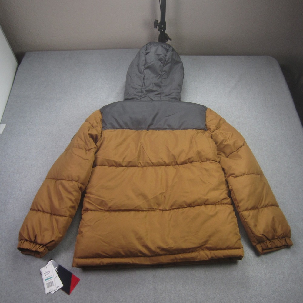 Reebok‎ Jacket Boys Youth Large 14/16 Timber Brown Grey Puffer Hooded Full Zip - Picture 8 of 16